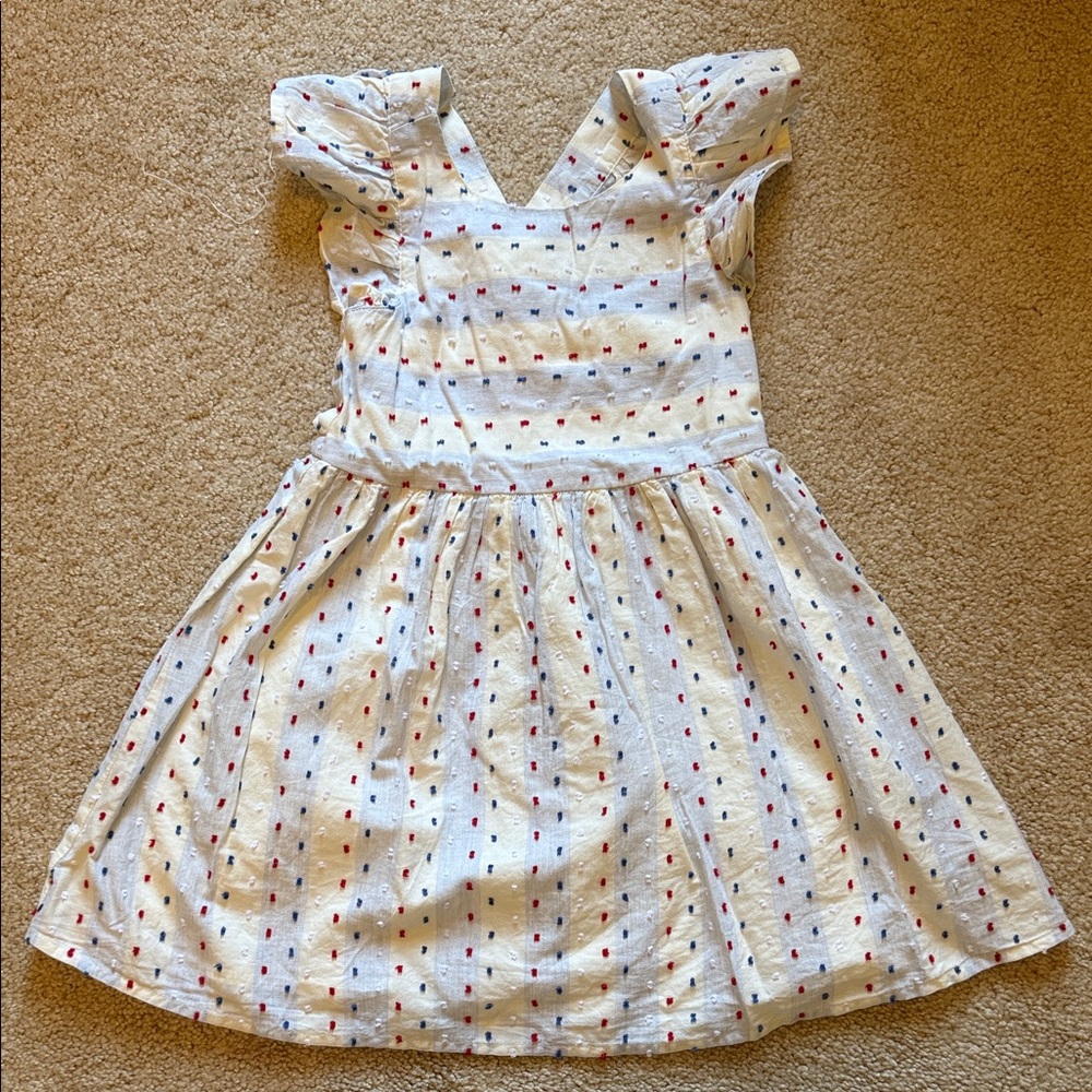 Cat & Jack White Sundress with Red and Navy Dot Print